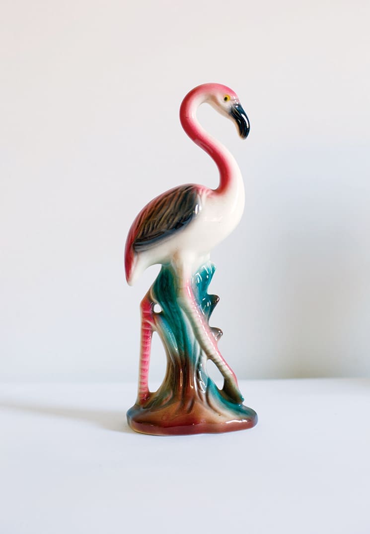 Floridiana: The Great Tablescape 2 Ceramic flamingo, a favorite Old Florida symbol, $40.