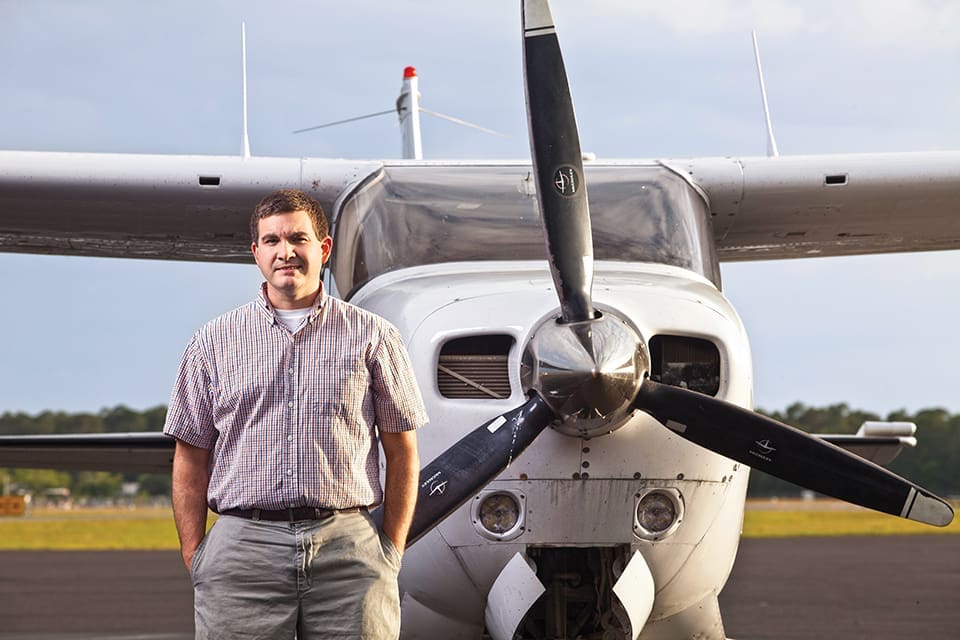 Sky’s the Limit in a Small-Craft Airplane 1 Chris Richter at the University Air Center in Gainesville; Photograph by Jeremiah Stanley