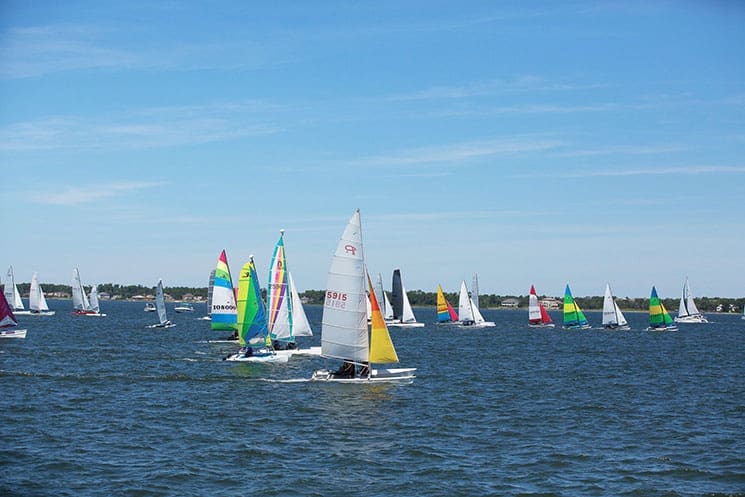 Blowing in the wind at the Juana Good Time Regatta in Santa Rosa Sound. Photography by Mark Tepe