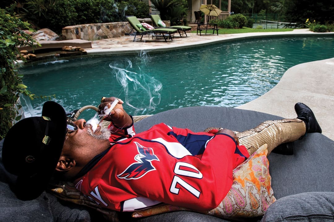 Bringing Back the Funk With P-Funk Legend George Clinton 2 Clinton at home, toking poolside