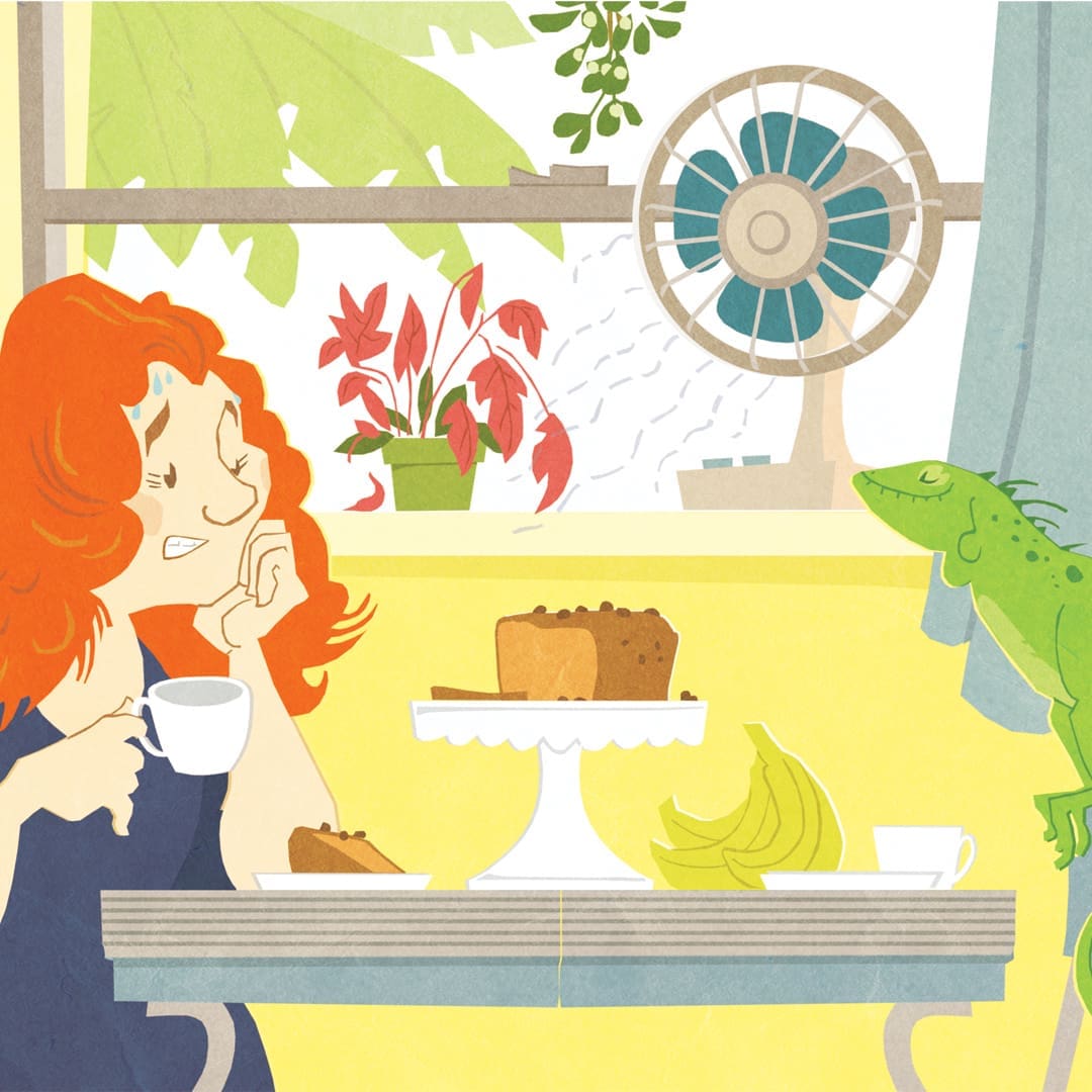 Capital Dame in the heat of her kitchen. Illustration by Stephen Lomazzo