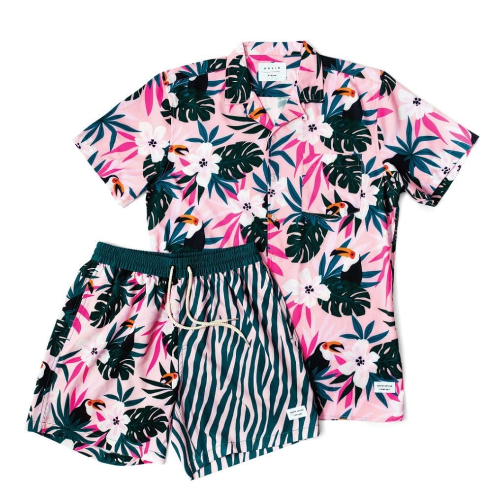 DUVIN DESIGN CO. TROPICS BUTTONUP AND SHORTS