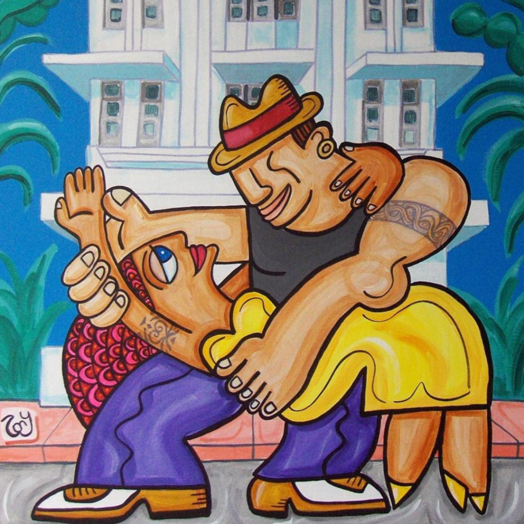 Blending Cultures on Canvas: Tony Mendoza's Vibrant Cuban-American Art 3 salsa dancing for studio