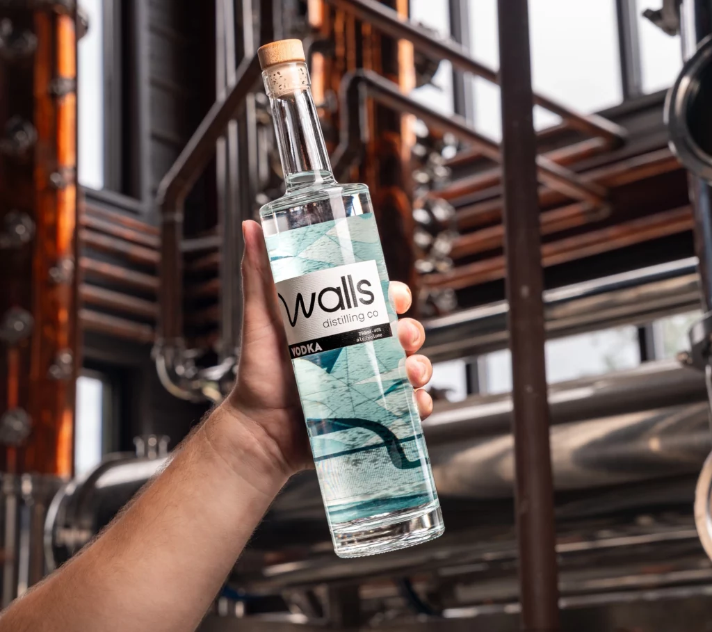 A bottle of Walls Distilling Co. vodka.