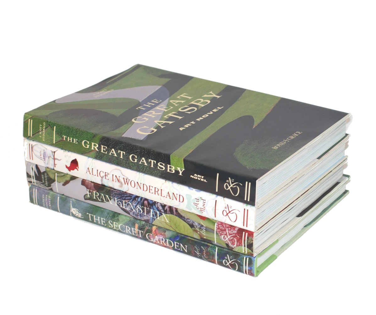 How Bond & Grace Reimagines Classic Literature in their Art Novels 2 Stack of Art Novel books.