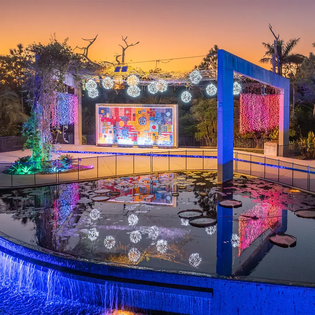 It’s Garden Party Season at Naples Botanical Garden 1 Winter lighting display at Naples Botanical Garden.