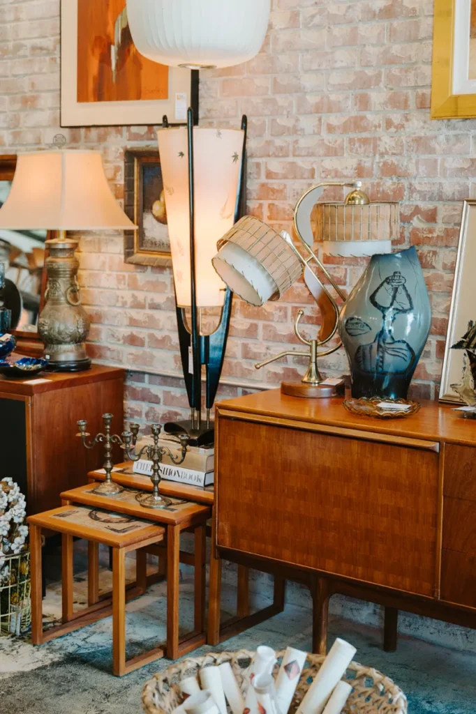 Vintage lighting and decor.