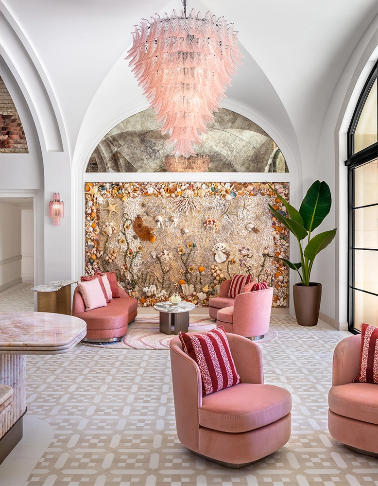 Pretty in Pink: Palm Beach's Palm House is About to Turn One 1 Palm House lobby