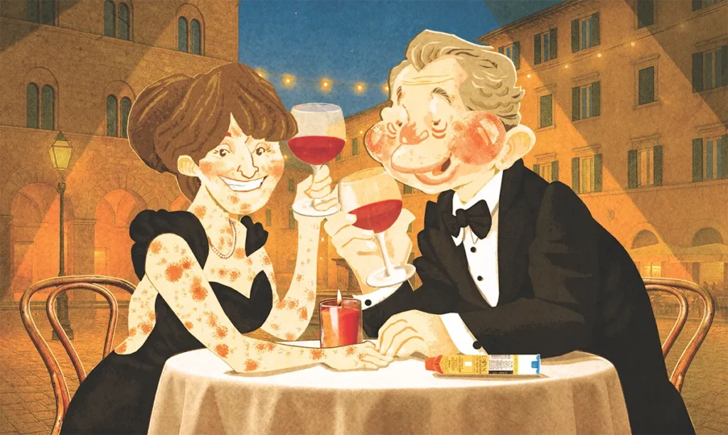 Eat, Pray, Swell: Prissy Elrod Learns How to Travel With Food Allergies and Medical Maladies 1 Prissy Elrod enjoys food with her husband in Italy during some travel