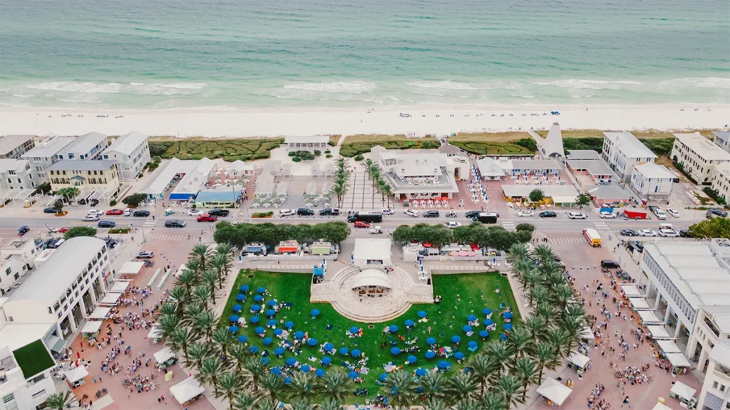 An aerial view of the Seeing Red Wine Festival.