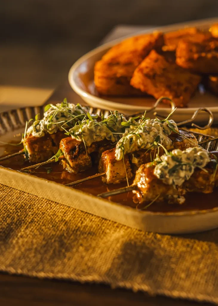 Shawarma marinated skewers.