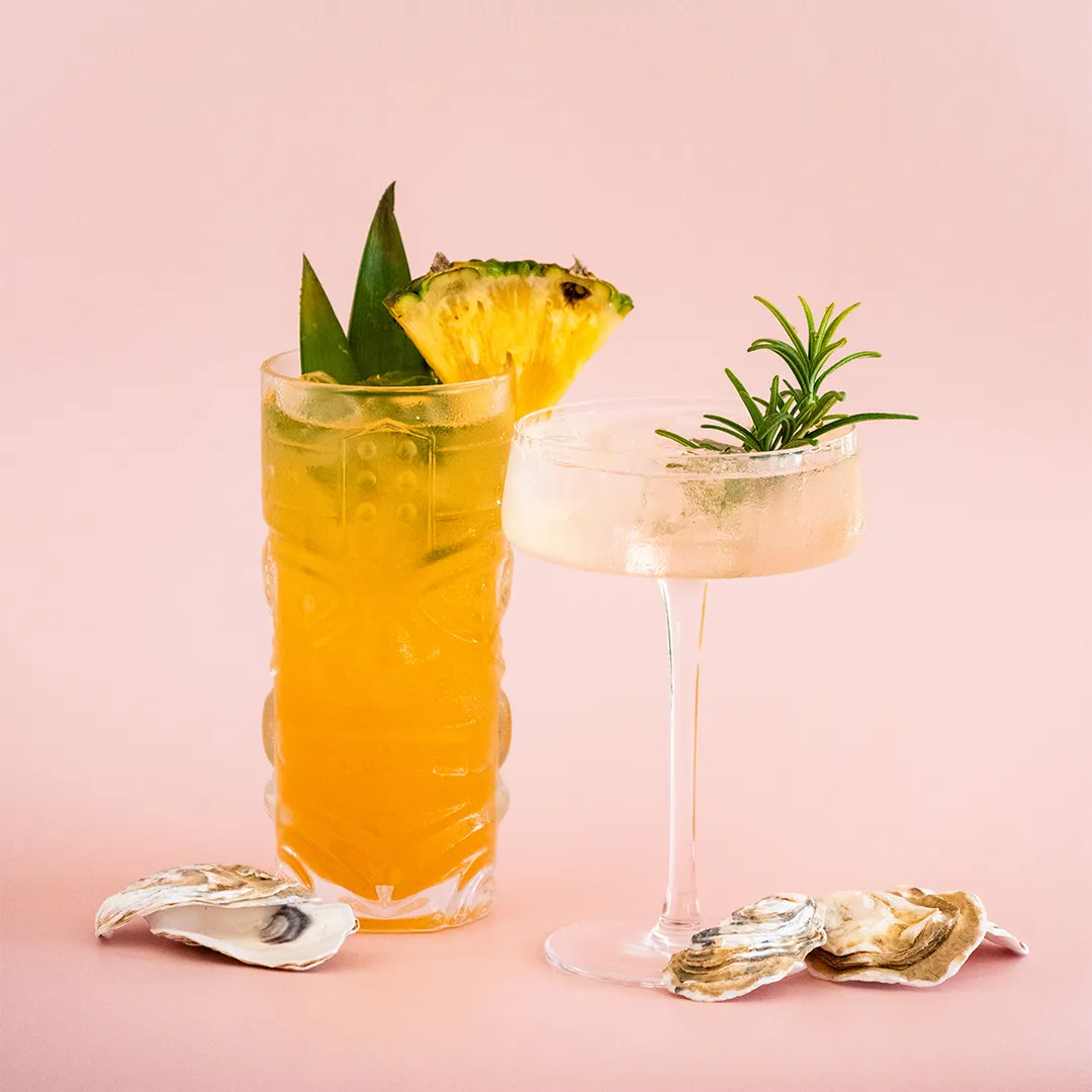 Bycatch Punch and Gold Rush cocktails.