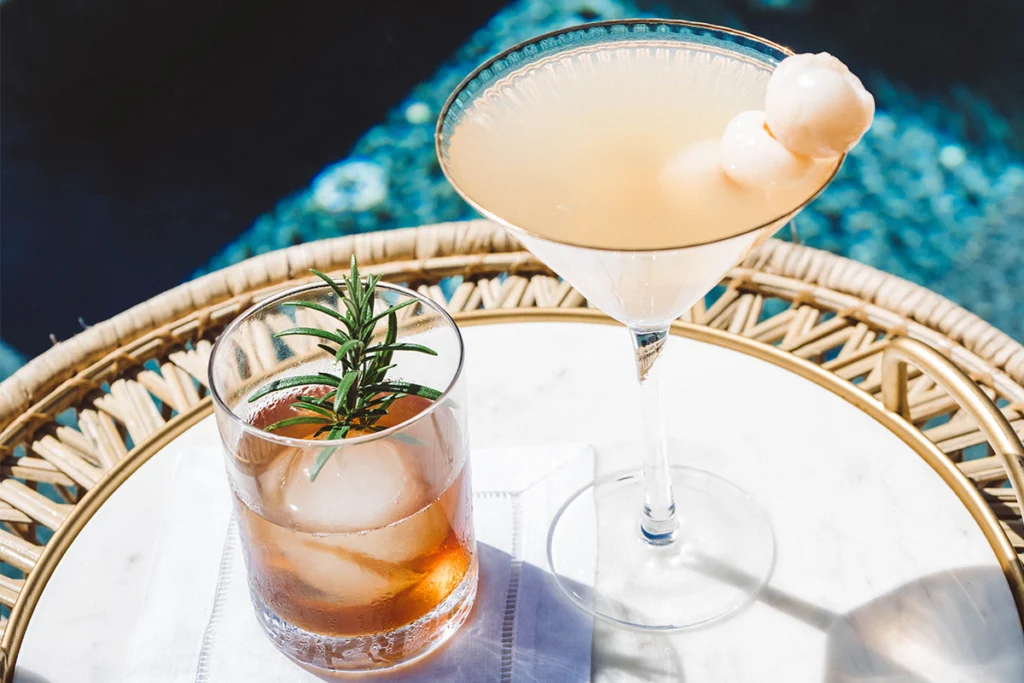 Brood Old Fashioned and Florida Lycheetini Cocktails.